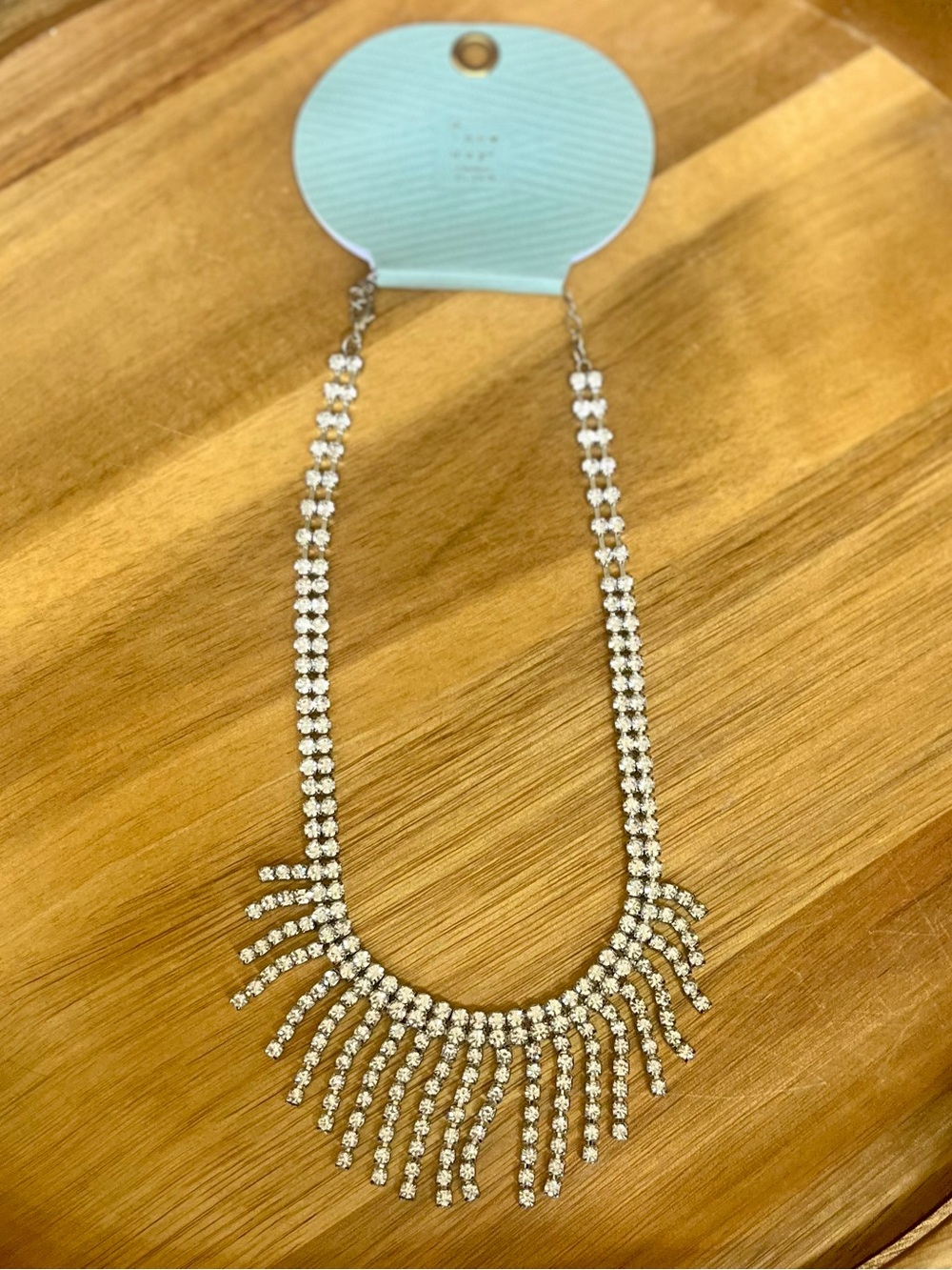 A Nee Day, Sparkling Fringe Rhinestone Necklace - Silver